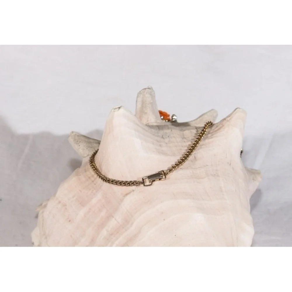 Vtg thermoset necklace gold tone roses floral flowers faux pearl mid century‎